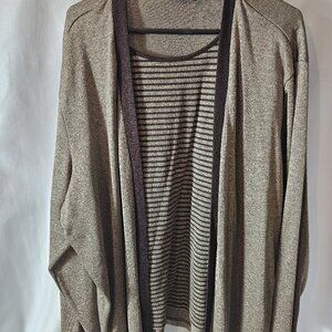 Studio 1940 Women's Cardigan with Built In Tank Size 26/28 Plus Brown